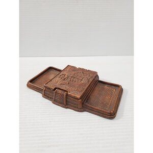 Syroco Wood Cigarette Box Mill Stream - Vintage Cigarette holder with Ashtray